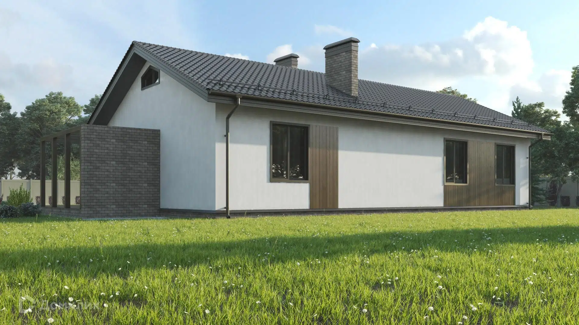 Проект дома «БД 26-50» компании СК Брянскдом из материала Газосиликатные блоки площадью 100м² под ключ за 7200000₽ в Донецке | 1 этаж, 3 спальни, 2 санузла – Домклик