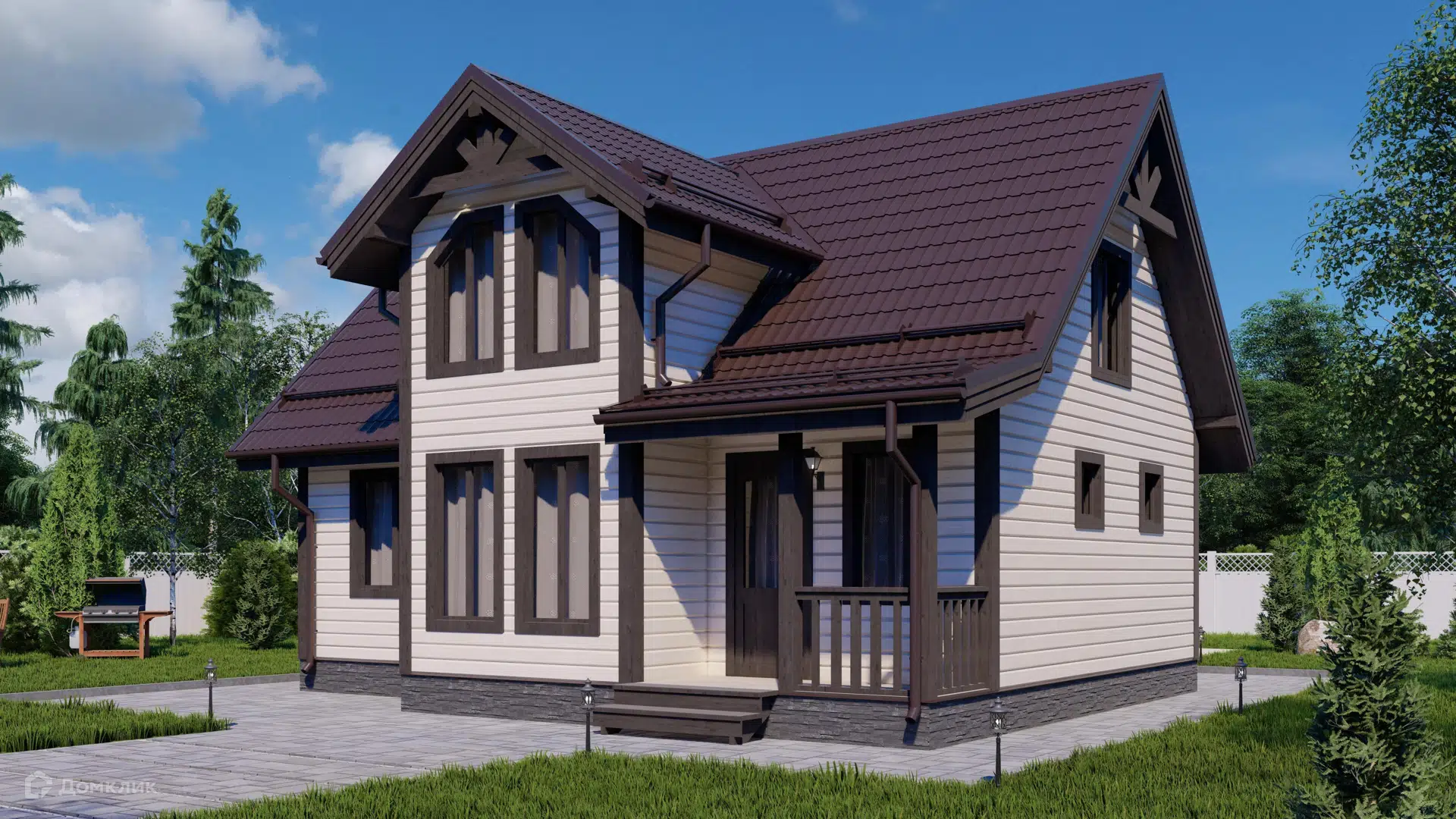 Проект дома «КД-223» компании OLLATALO из материала Каркасный дом площадью 101м² под ключ за 4437000₽ в Донецке | 2 этажа, 3 спальни, 1 санузел – Домклик