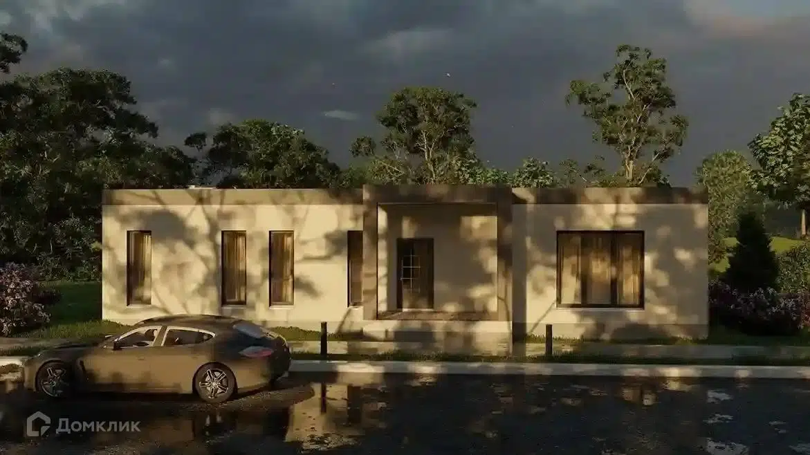 Проект дома «Дом с плоской кровлей в стиле хай-тек» компании ООО «ЕРОСН» из материала Кирпич площадью 169м² под ключ за 6490000₽ в Луганске | 1 этаж, 3 спальни, 2 санузла – Домклик