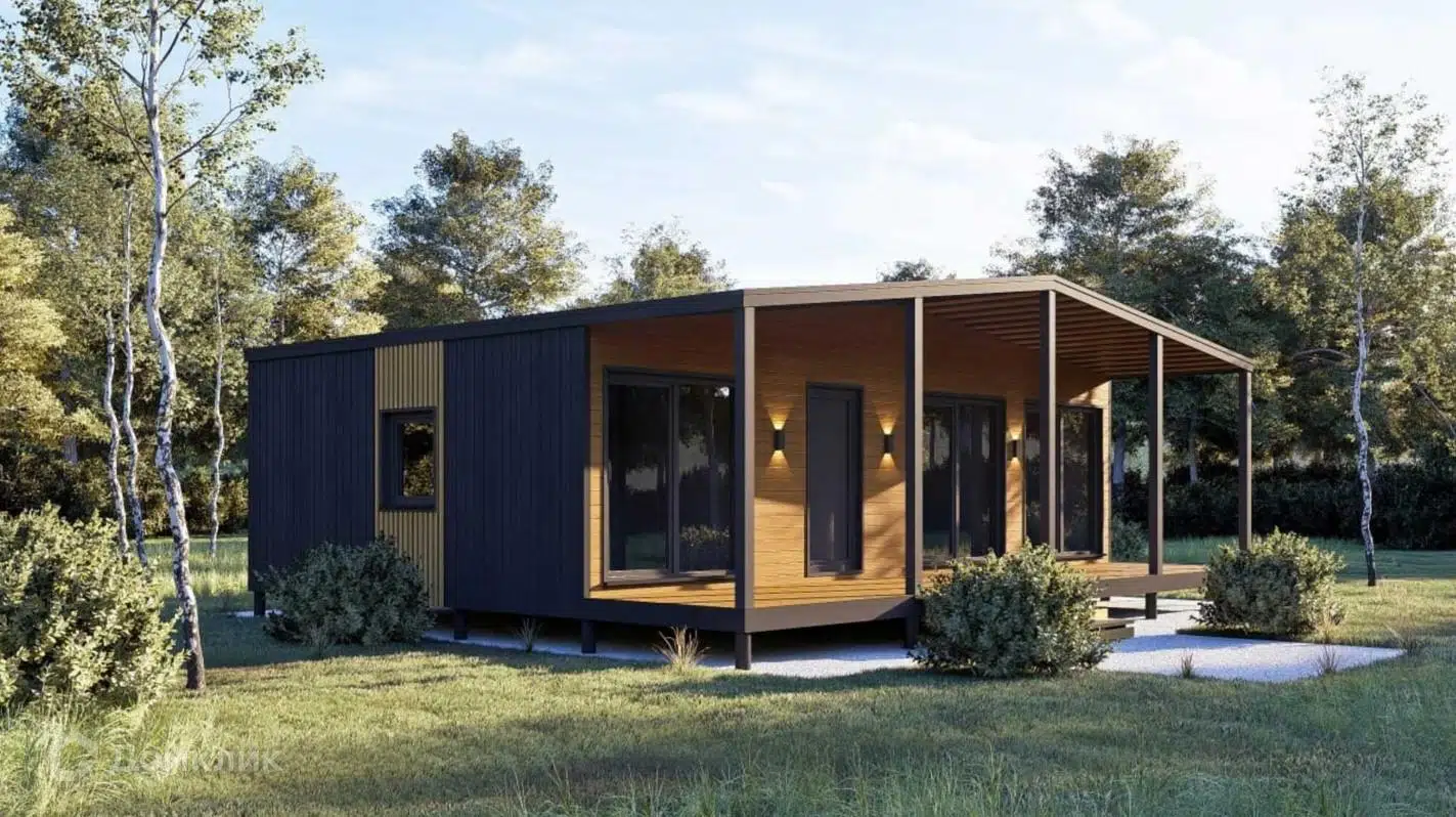 Проект дома «Модульный дом"Карагай 80" 3 спальни» компании Стройкаркас из материала Каркасный дом площадью 66.1м² под ключ за 3800000₽ в Донецке | 1 этаж, 3 спальни, 1 санузел – Домклик