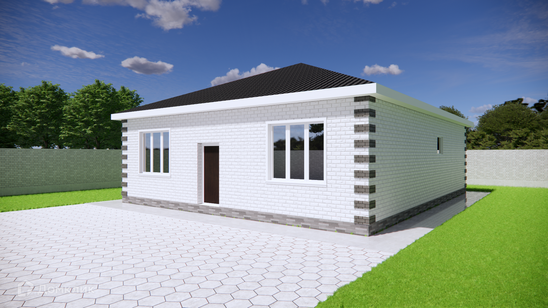 Проект дома «Крым 1» компании ИП Оганнисян Оганнес Вачаганович из материала Газобетонные блоки площадью 101м² под ключ за 6090000₽ в Донецке | 1 этаж, 3 спальни, 2 санузла – Домклик