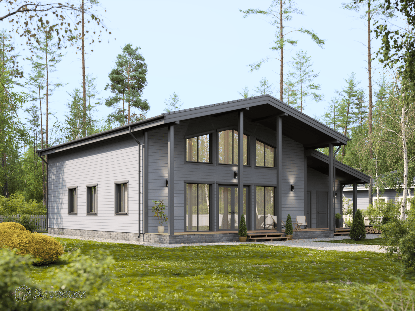 Проект дома «Сеул» компании Класс Хаус из материала Каркасный дом площадью 156м² под ключ за 6940000₽ в Донецке | 1 этаж, 4 спальни, 2 санузла – Домклик