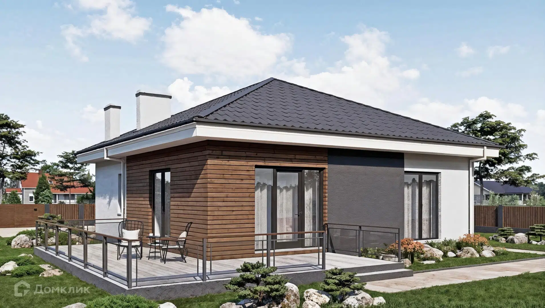 Проект дома «ДОМ МЕЧТЫ 4» компании ДОМ МЕЧТЫ из материала Газобетонные блоки площадью 87м² под ключ за 6500000₽ в Луганске | 1 этаж, 3 спальни, 1 санузел – Домклик