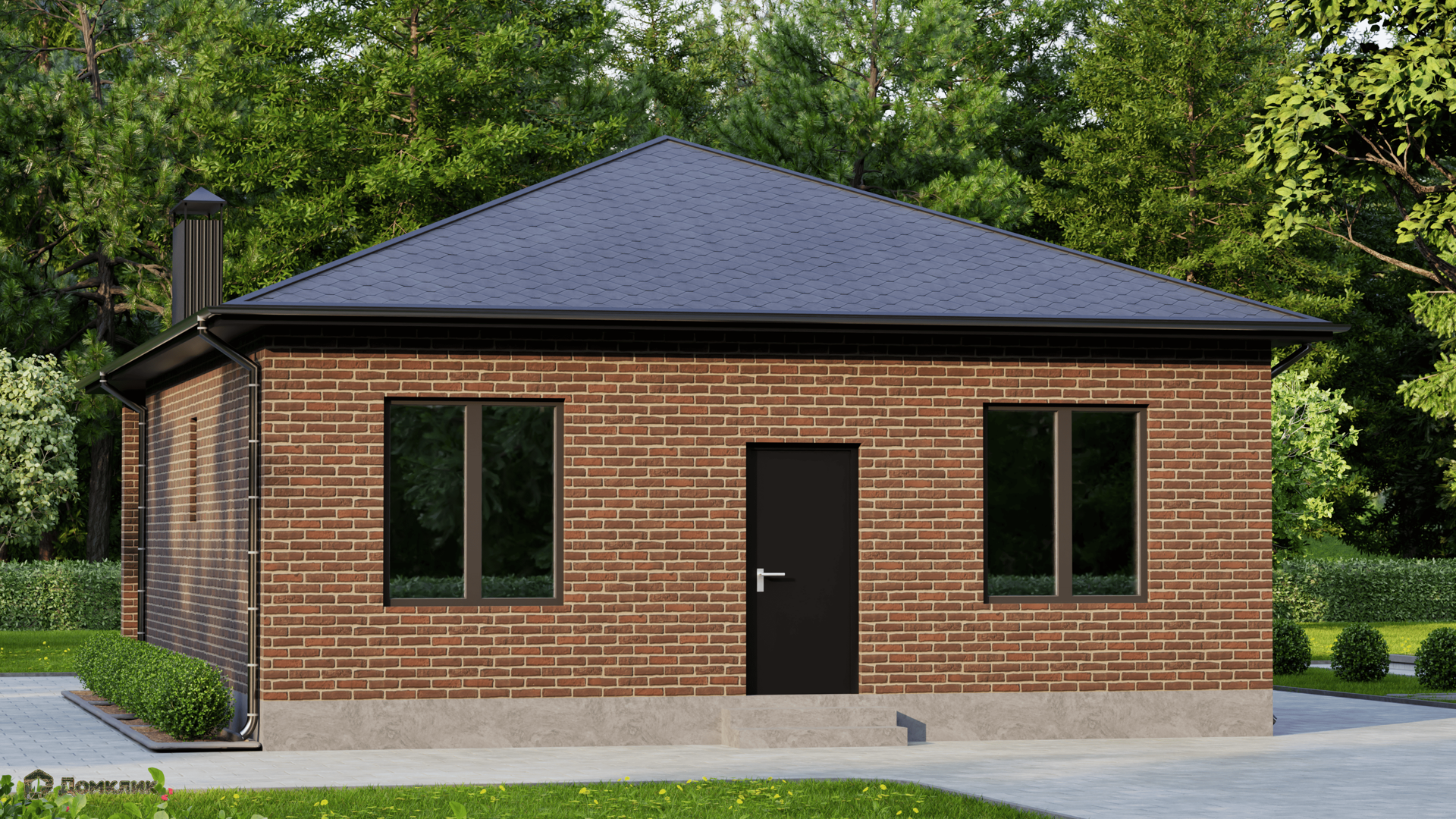 Проект дома «Жилой дом DC-77» компании ИП Саакян Андраник Мартикович из материала Газобетонные блоки площадью 77.29м² под ключ за 4093000₽ в Донецке | 1 этаж, 2 спальни, 1 санузел – Домклик