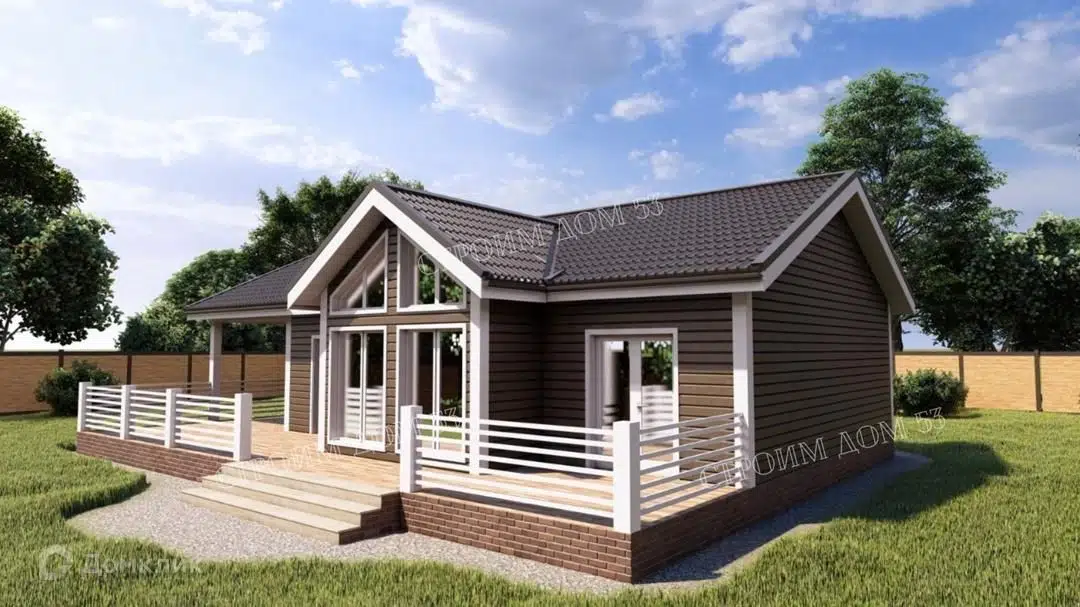 Проект дома «Одноэтажный каркасный дом 14,5х11м КД-1» компании СК Строим Дом 53 из материала Каркасный дом площадью 151.2м² под ключ за 5040000₽ в Донецке | 1 этаж, 3 спальни, 1 санузел – Домклик