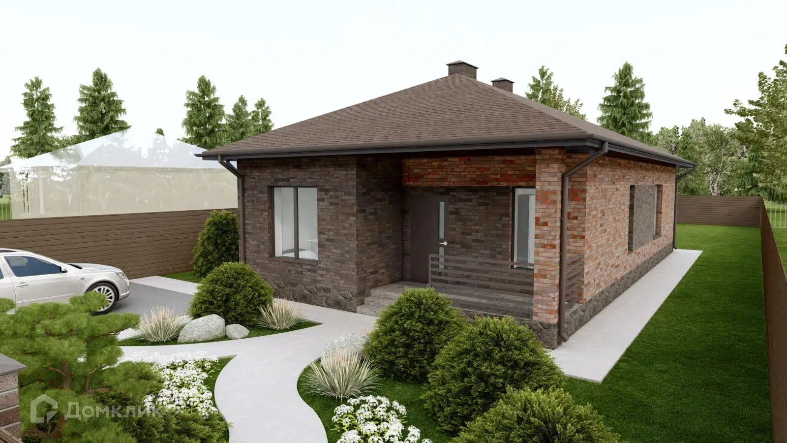 Проект дома «ТП-100-2» компании ООО «33 Коттеджа» из материала Газобетонные блоки площадью 100м² под ключ за 7441000₽ в Донецке | 1 этаж, 2 спальни, 2 санузла – Домклик