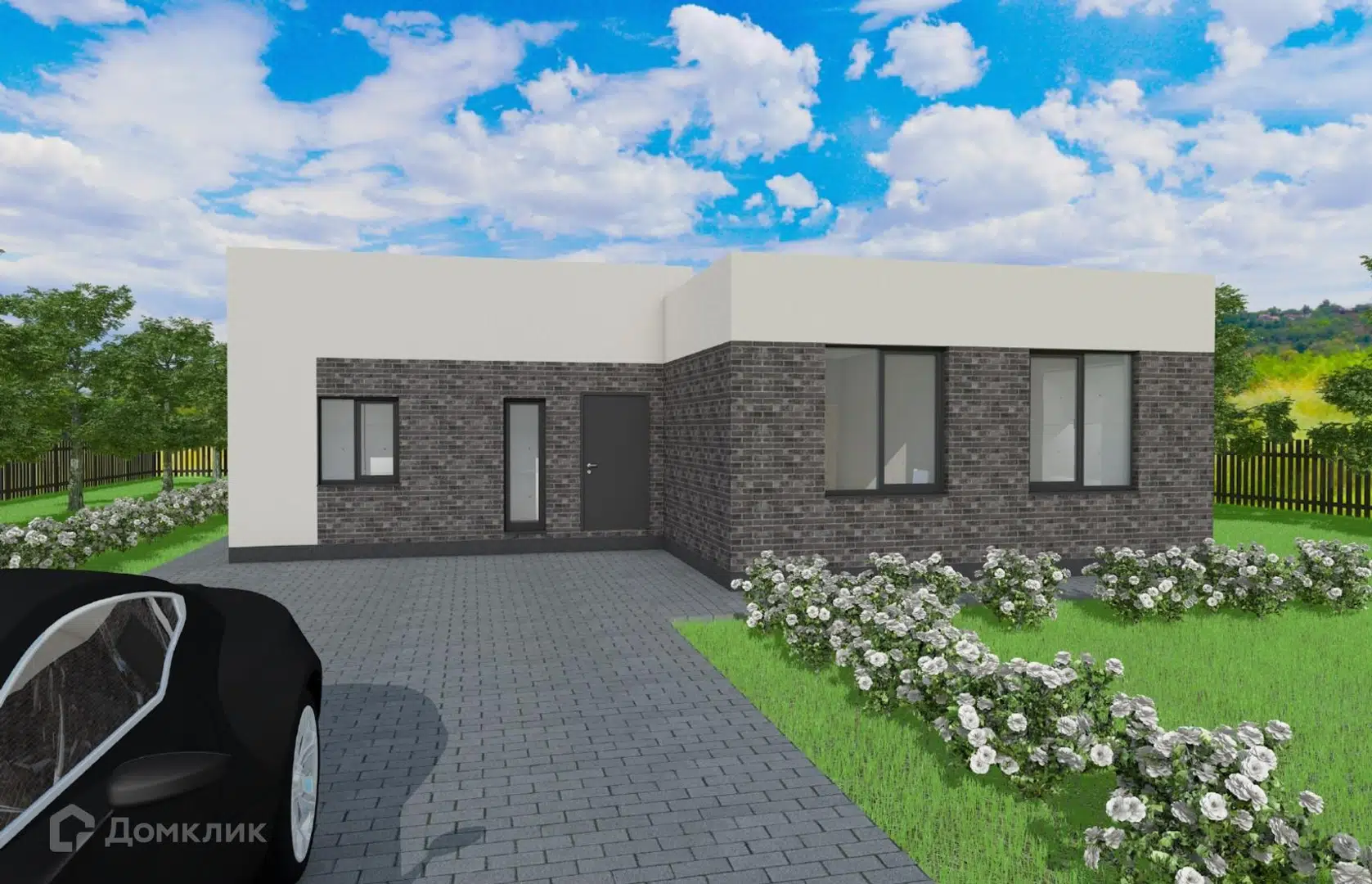 Проект дома «ND72071 Хайтек G&W» компании Nest Development из материала Силикатный кирпич площадью 110.9м² под ключ за 6800000₽ в Донецке | 1 этаж, 3 спальни, 2 санузла – Домклик