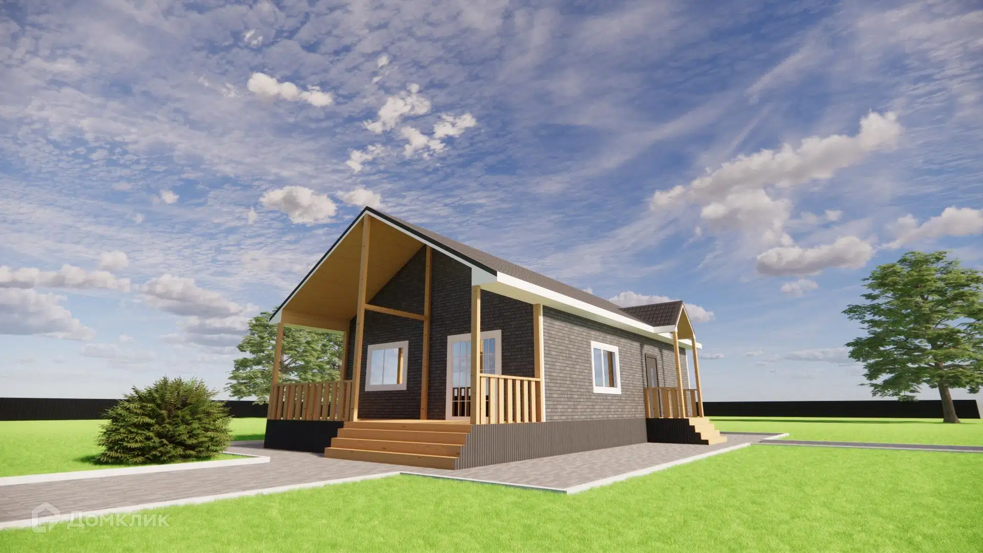Проект дома «ДКТ-4» компании ИП Танский Д. С. (Евростиль) из материала Каркасный дом площадью 90.3м² под ключ за 6340000₽ в Донецке | 1 этаж, 3 спальни, 1 санузел – Домклик