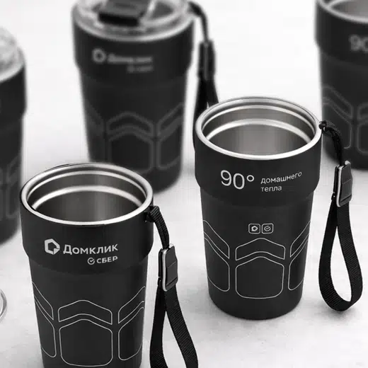 Термокружка 400 мл, черная слайд 3