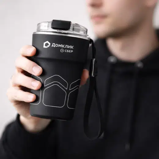 Термокружка 400 мл, черная слайд 2