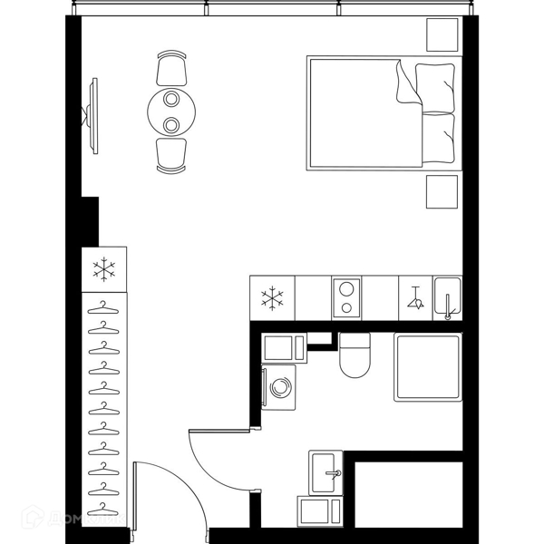 Планировка: Студия · 29,9 м²