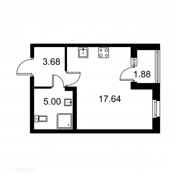Планировка: Студия · 27,26 м²