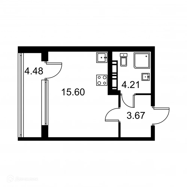 Планировка квартиры: Студия · 25,72 м²