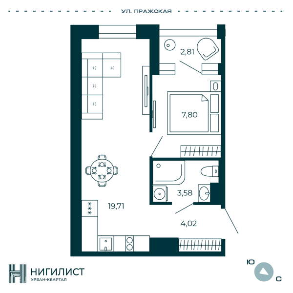 Планировка: 1 комната · 36,52 м²
