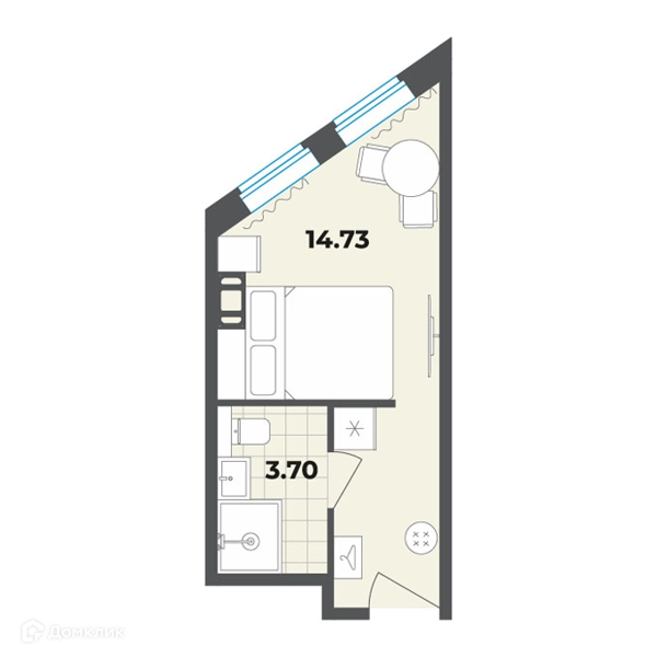 Планировка квартиры: Студия · 18,43 м²