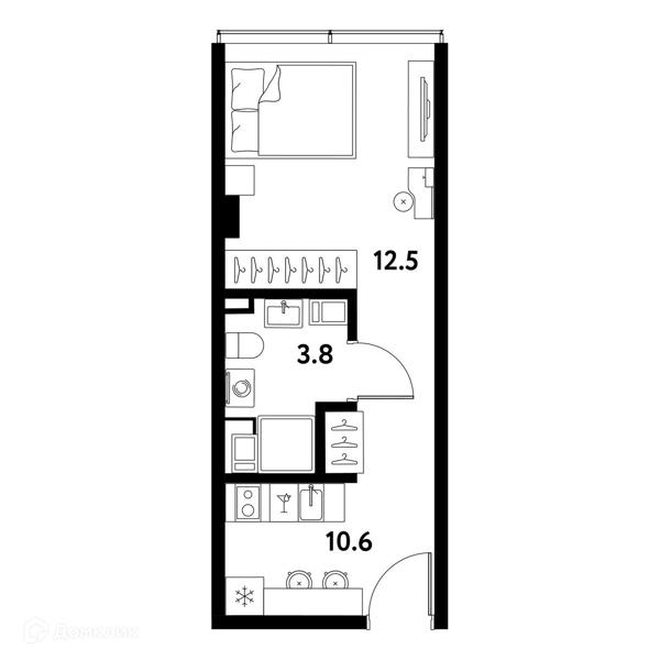 Планировка: Студия · 26,9 м²