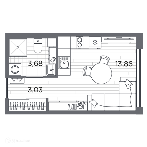 Планировка: Студия · 20,9 м²