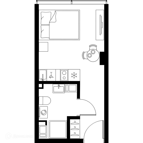 Планировка квартиры: Студия · 20 м²
