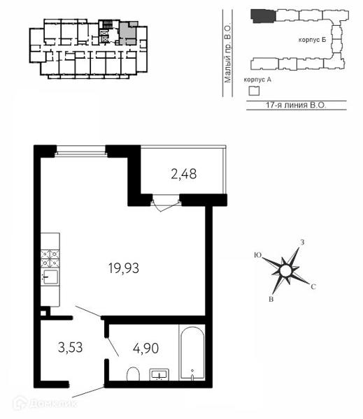 Планировка: 1 комната · 29,6 м²
