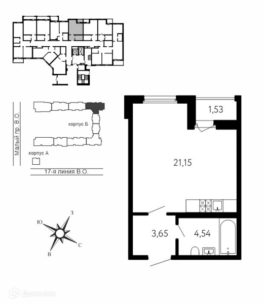 Планировка: 1 комната · 30,11 м²