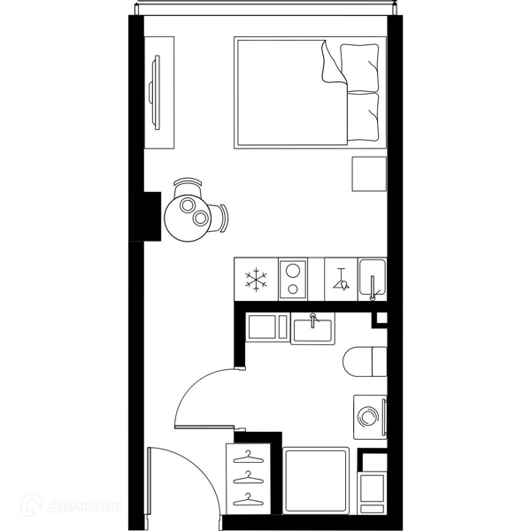 Планировка квартиры: Студия · 20 м²