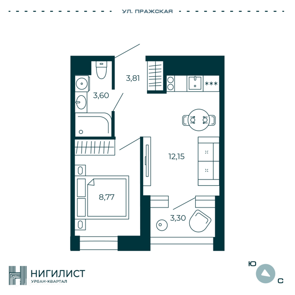 Планировка: 1 комната · 29,98 м²