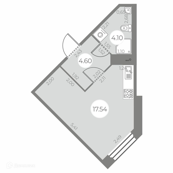 Планировка: Студия · 26,24 м²