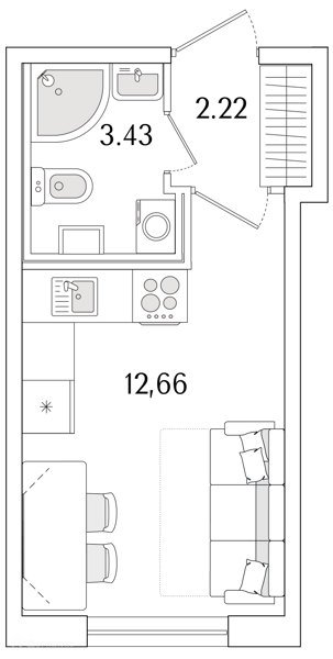 Планировка: Студия · 18,31 м²