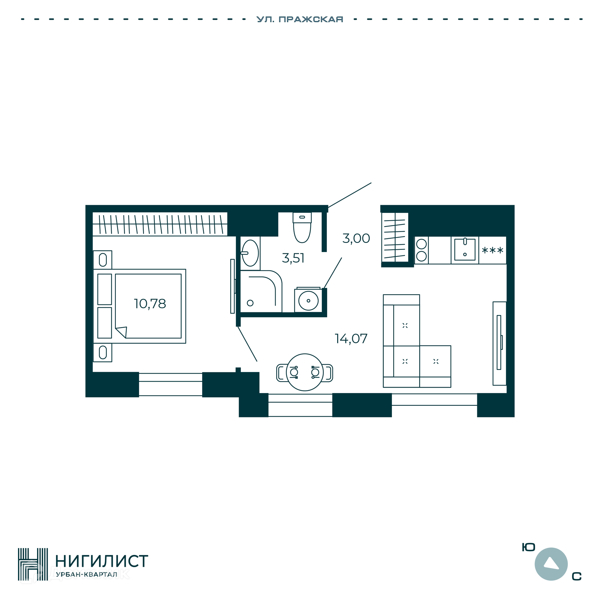Планировка: 1 комната · 31,34 м²