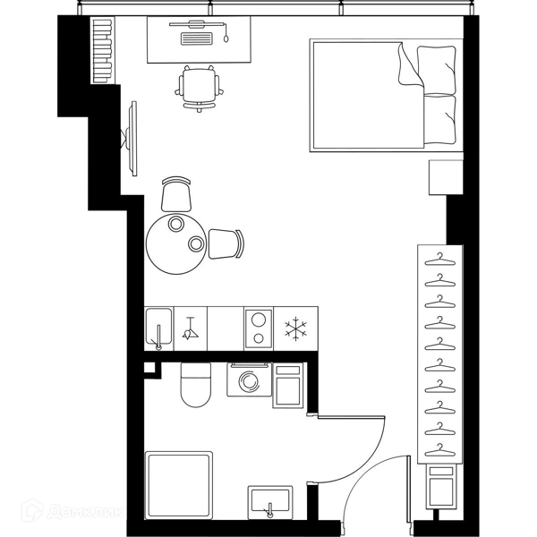 Планировка: Студия · 28,1 м²