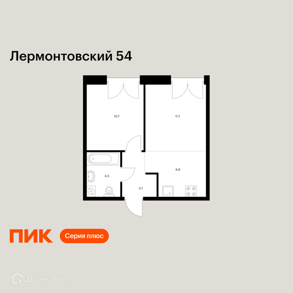 Планировка: 1 комната · 37,3 м²
