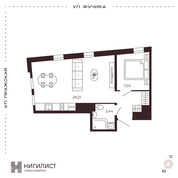 Планировка: 1 комната · 40,15 м²