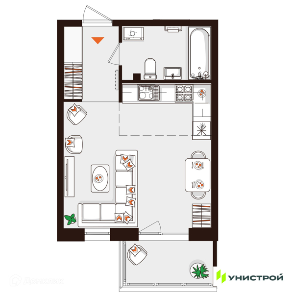 Планировка: Студия · 31,84 м²