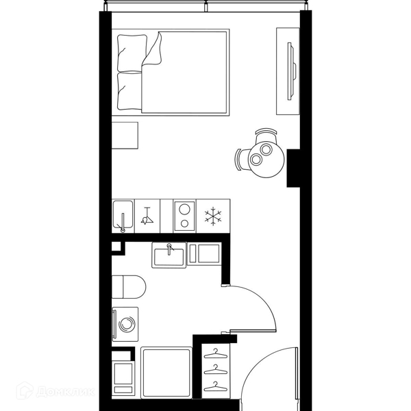 Планировка квартиры: Студия · 20 м²