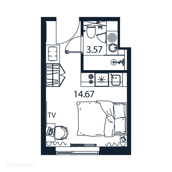 Планировка: Студия · 18,26 м²