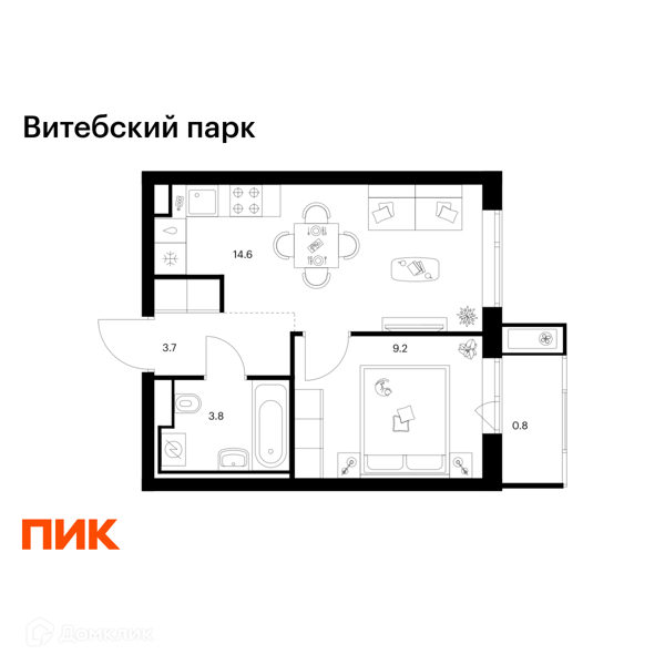 Планировка: 1 комната · 32,1 м²