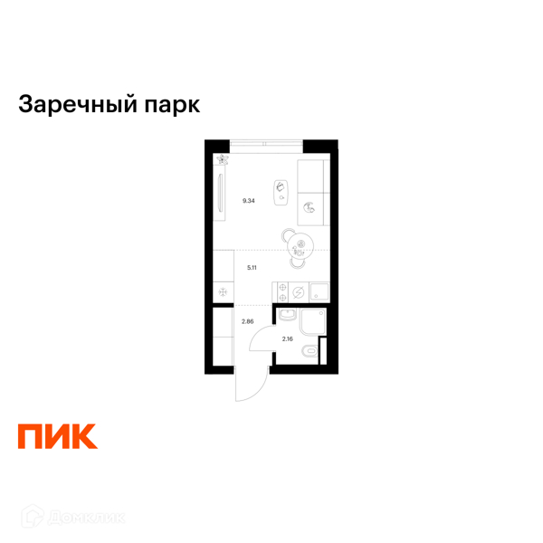 Планировка: Студия · 19,47 м²