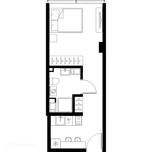 Планировка: Студия · 26,6 м²