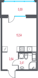 Планировка: Студия · 24,36 м²
