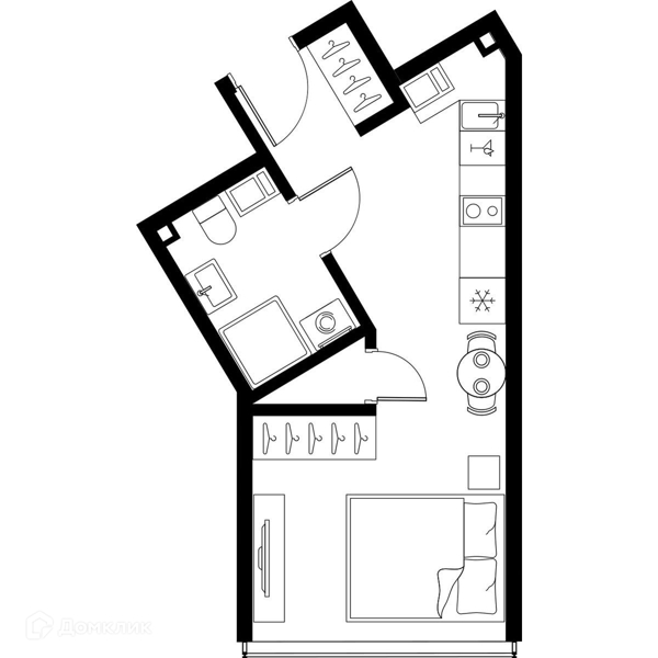 Планировка: Студия · 24,5 м²
