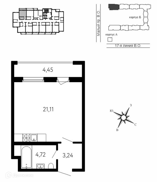 Планировка: 1 комната · 30,41 м²