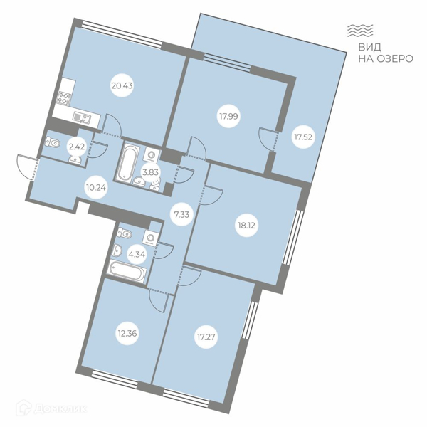 Планировка: 4+ комнаты · 119,59 м²