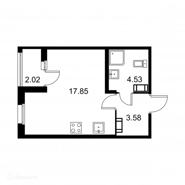 Планировка: Студия · 26,97 м²