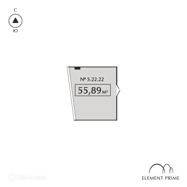 Планировка квартиры: Студия · 55,89 м²