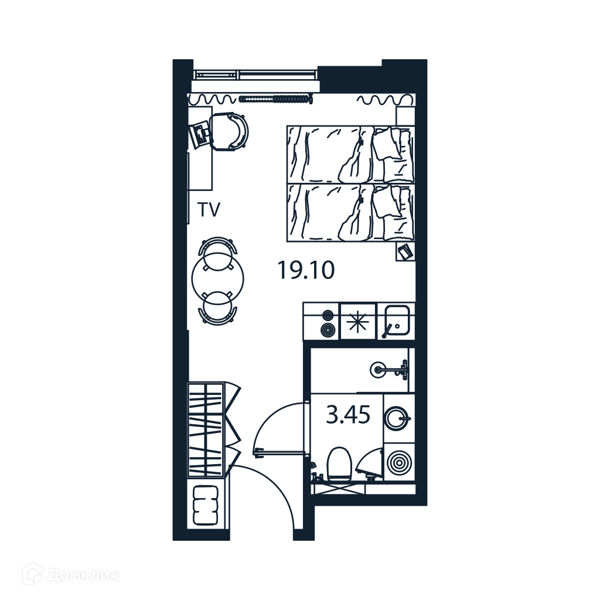 Планировка: Студия · 23,16 м²