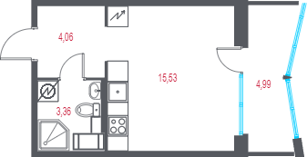 Планировка: Студия · 25,45 м²