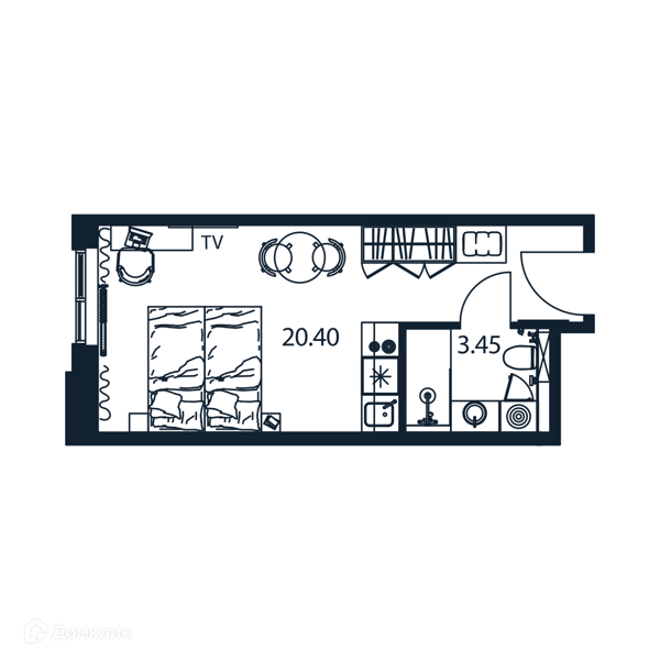 Планировка: Студия · 24,07 м²
