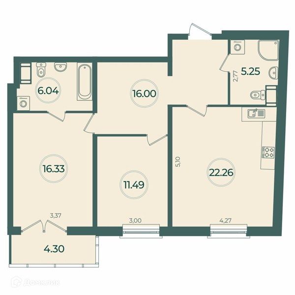 Планировка: 2 комнаты · 78,66 м²