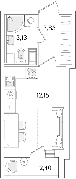 Планировка: Студия · 20,33 м²