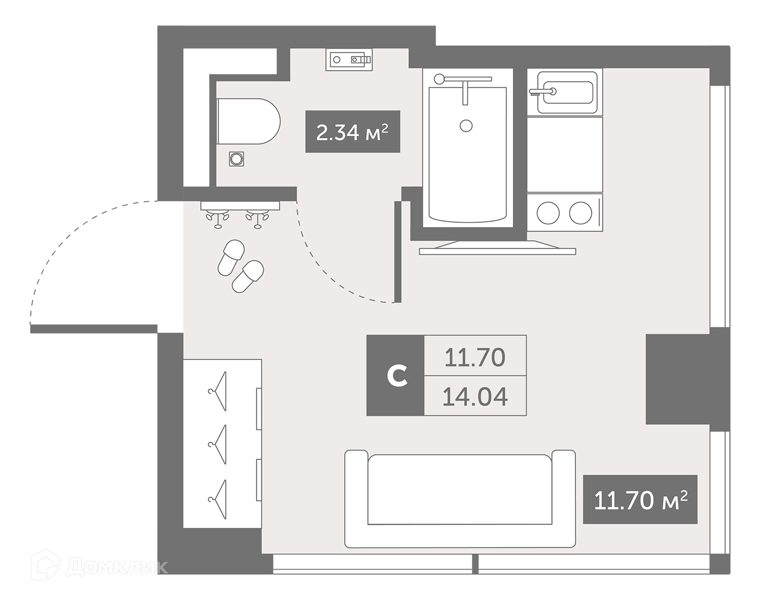 Планировка: Студия · 20,2 м²